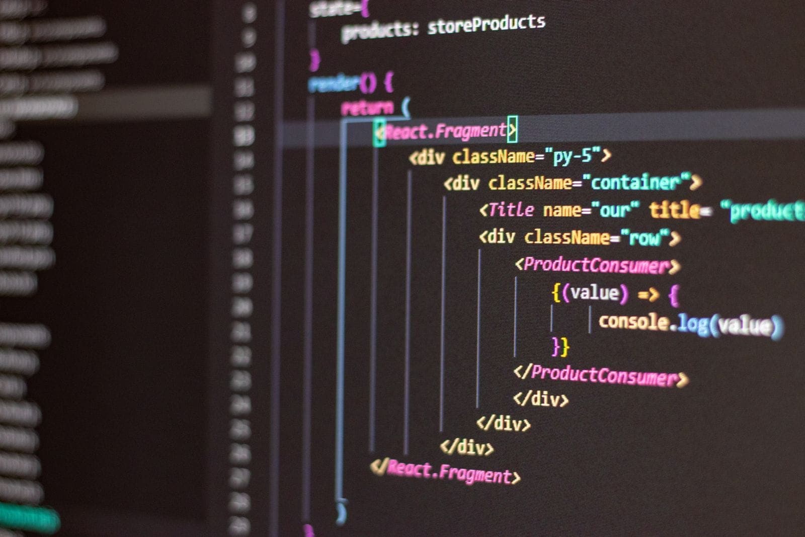 Code on a dark monitor